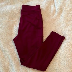 Burgundy POP Fit Leggings with Pockets. Size XL
